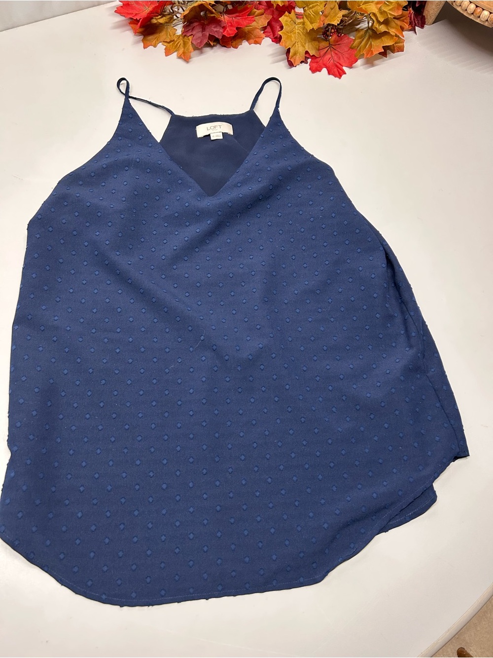 LOFT Navy Textured V-Neck Cami Tank